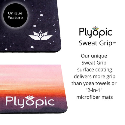 Plyopic. All In One Yoga Mat | Luxury Sweat-Grip Mat/Towel Combo | Ideal for Yoga, Hot Yoga, Bikram, Pilates, Workout & Exercise | Eco-Friendly Natural Rubber