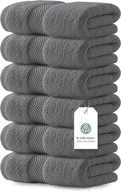 White Classic Luxury Dark Gray Hand Towels