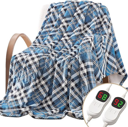 Homemate Electric Blanket Heated King Size - 100“x90“ Ultra Soft Cozy Flannel Heating Blanket with 10 Fast Heat Levels 8 Hours Auto Off Over-Heated Protection ETL Certification Keep Warm in Home