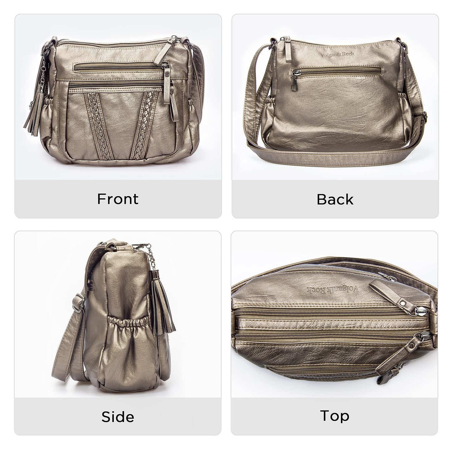 VOLGANIK ROCK Crossbody Bag for Women with Tassel Ladies Soft PU leather Purses and Handbag Pocketbooks