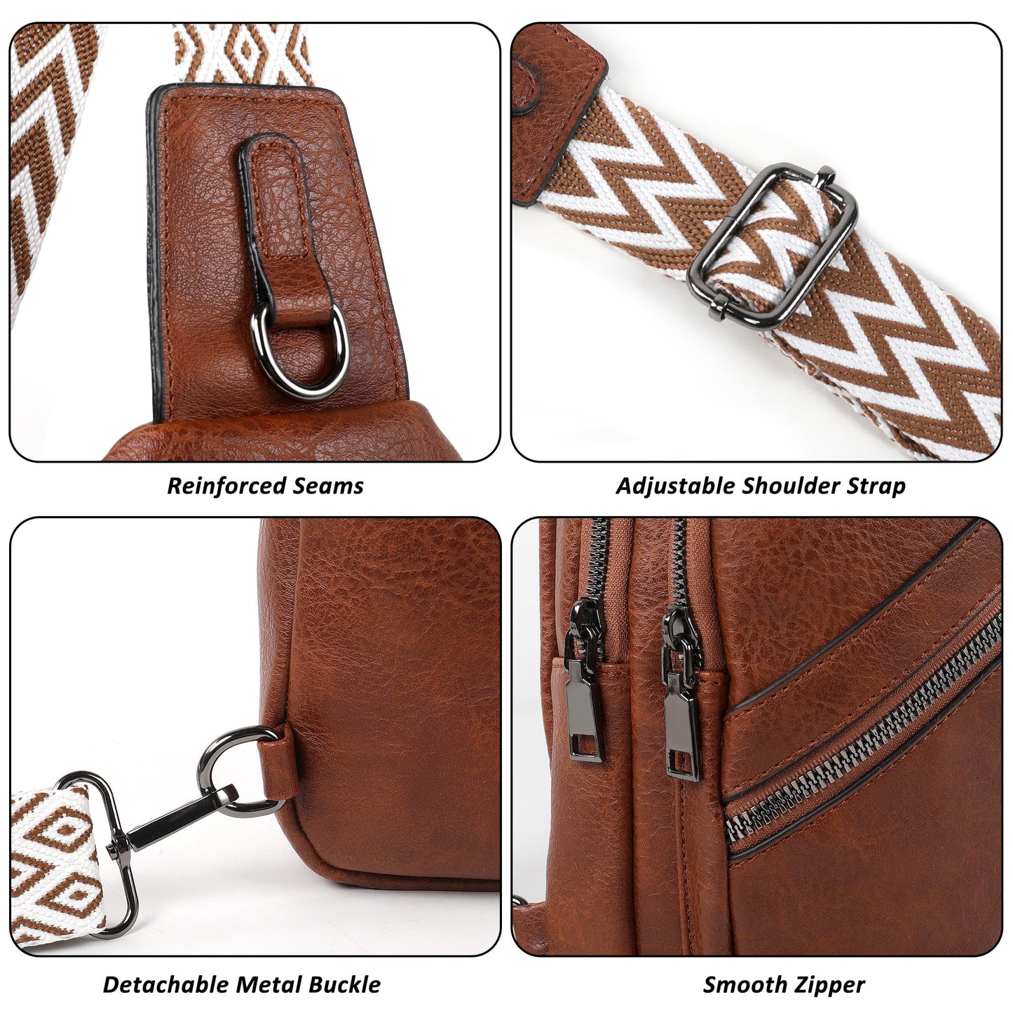 TANTOMI Sling Bag Crossbody Bags for Women Leather Cross Body Bag Trendy Fanny Pack Chest Travel Purse with Adjustable Strap