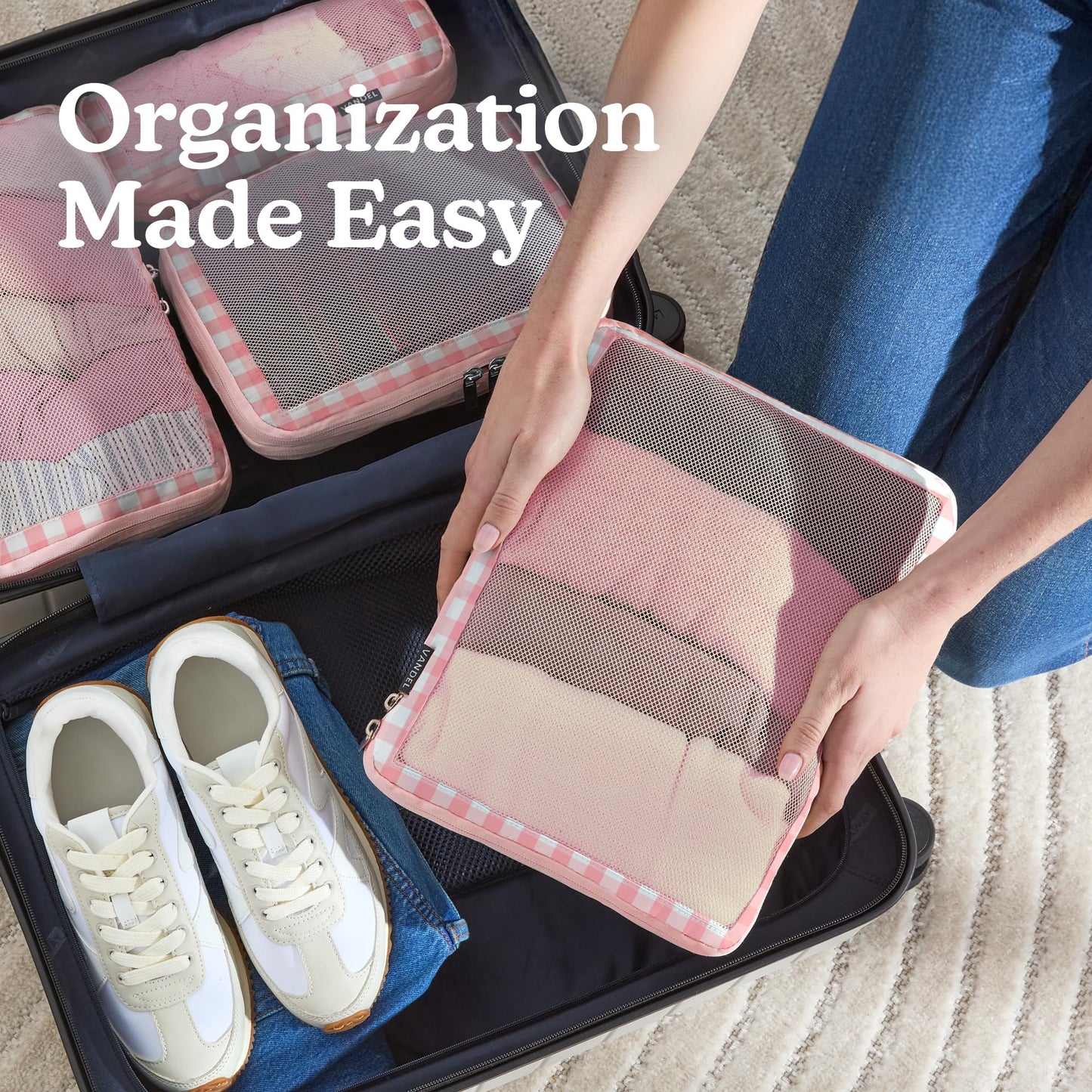 VANDEL Space-Saving Compression Packing Cubes for Kids + Women, Compressible Carry On Suit Case Organizer Luggage Kids Packing Cubes for Baby Bag Organizer Pouches for Luggage, Treavel Suitcase Cube