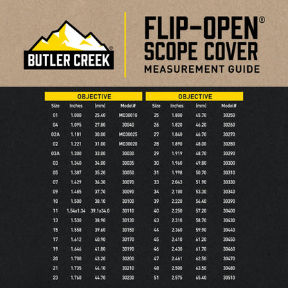 Butler Creek 13 Objective Flip Open Scope Cover