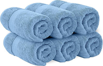 White Classic Luxury Light Blue Hand Towels