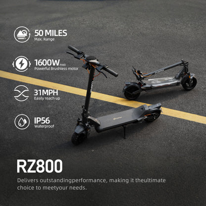CUNFON Electric Scooter, Up to 31 MPH, 50 Mile Long Range, Dual Brake & Dual Suspension, 1600W Peak Motor, Off-Road Heavy Duty E-Scooter for Adults and Teens, 300+ lbs