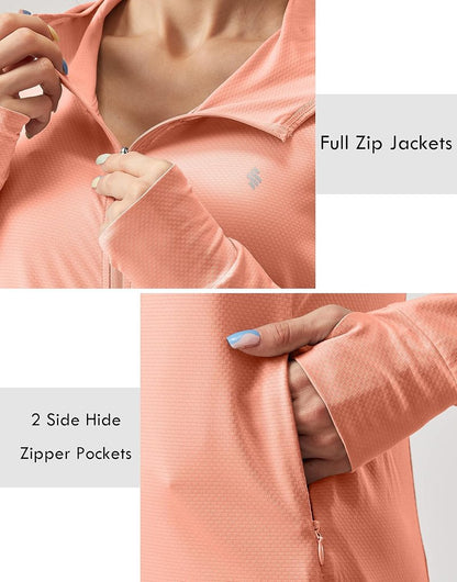 Women's UPF 50+ Sun Protection Hoodie Jacket - Lightweight Long Sleeve Outdoor Shirt with Pocket