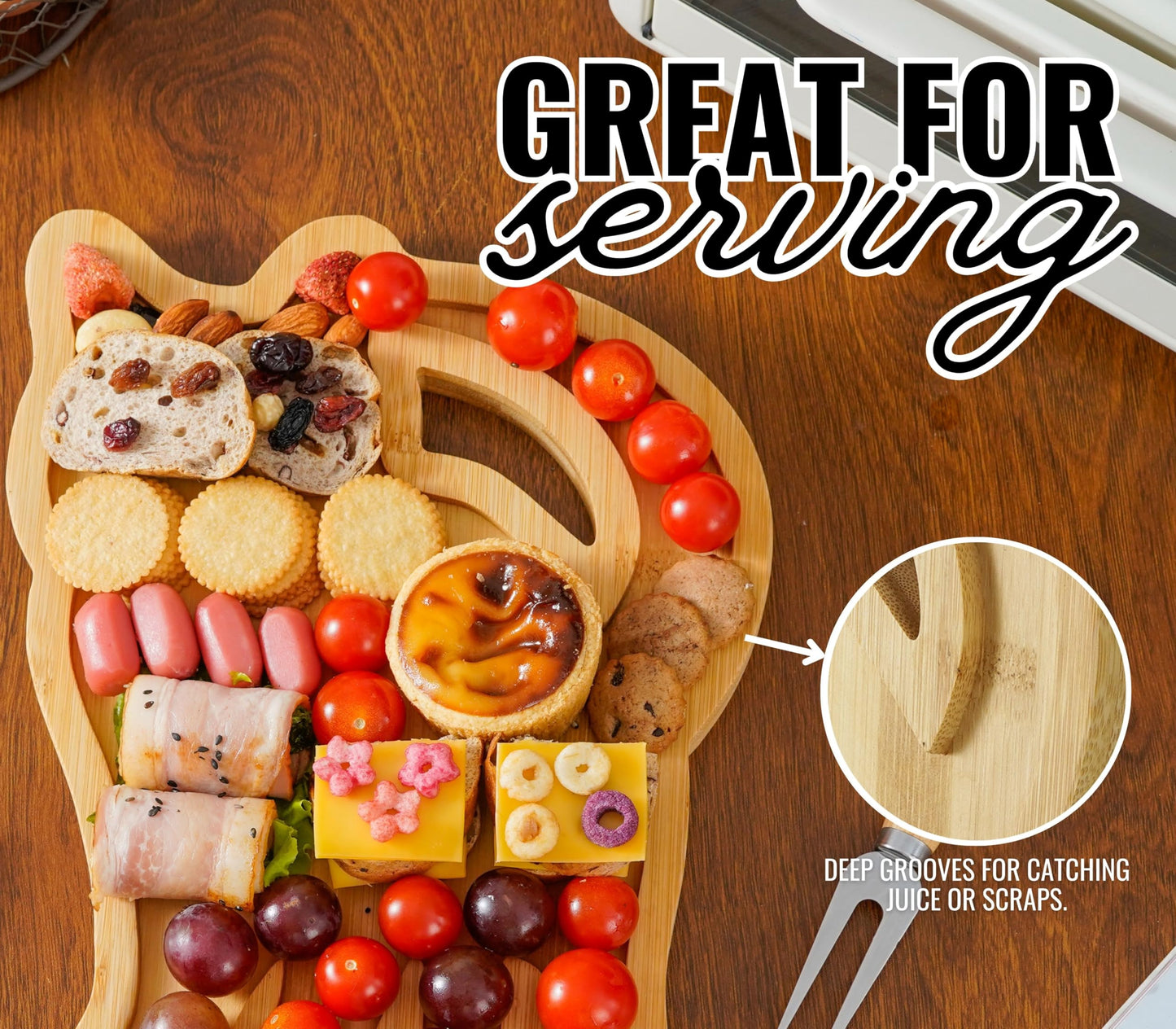Cat Charcuterie Board,Cat Gifts for Women/Men, Cat Decor 11.81 * 8.66 * 0.78 inches Cheeses Charcuterie Wood Cutting/Serving Board Set with 4 Matching Spreaders for Housewarming Thanksgiving Christmas