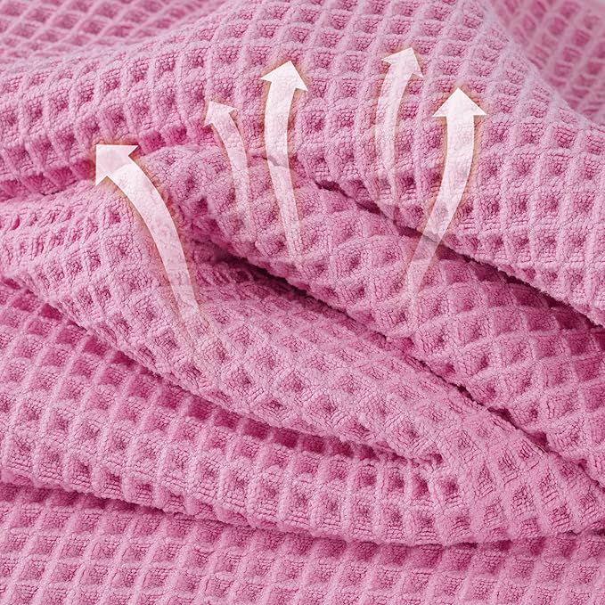 Microfiber Waffle Hand Towels, 4 Pieces, Fast Drying, Lint Free 430 GSM