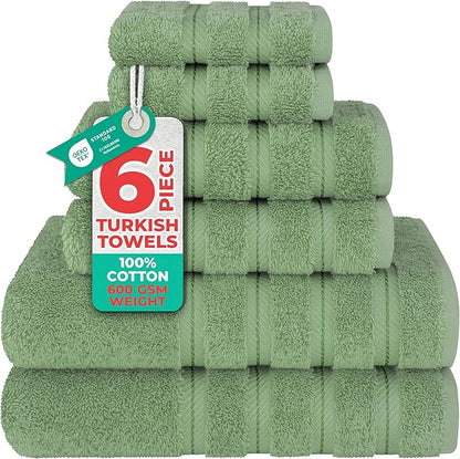 American Soft Linen Luxury 6 Piece Towel Set, 2 Bath Towels 2 Hand Towel 2