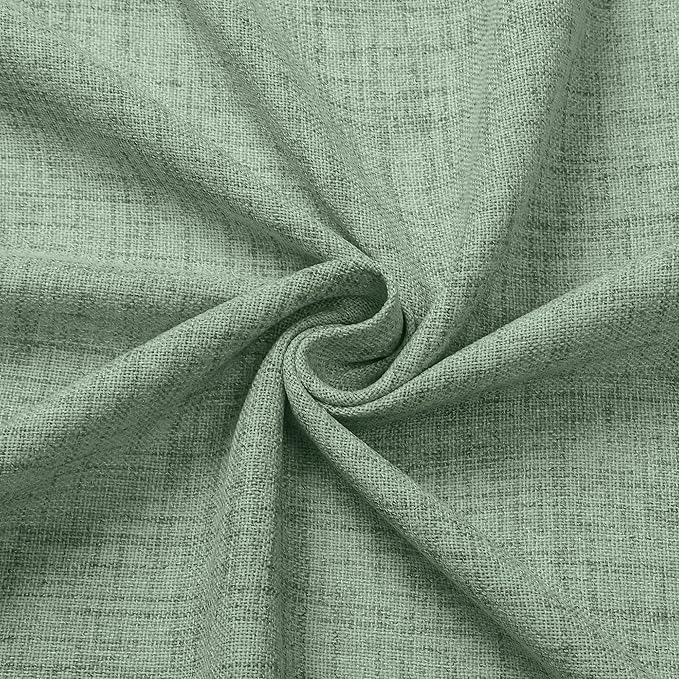 Tollpiz Linen Curtain Bedroom Rod Pocket Semi Sheer Curtains Burlap Light Filtering Thick Linen Drape for Living Room, 38 x 84 inches Long, Sage Green, Set of 2 Panels