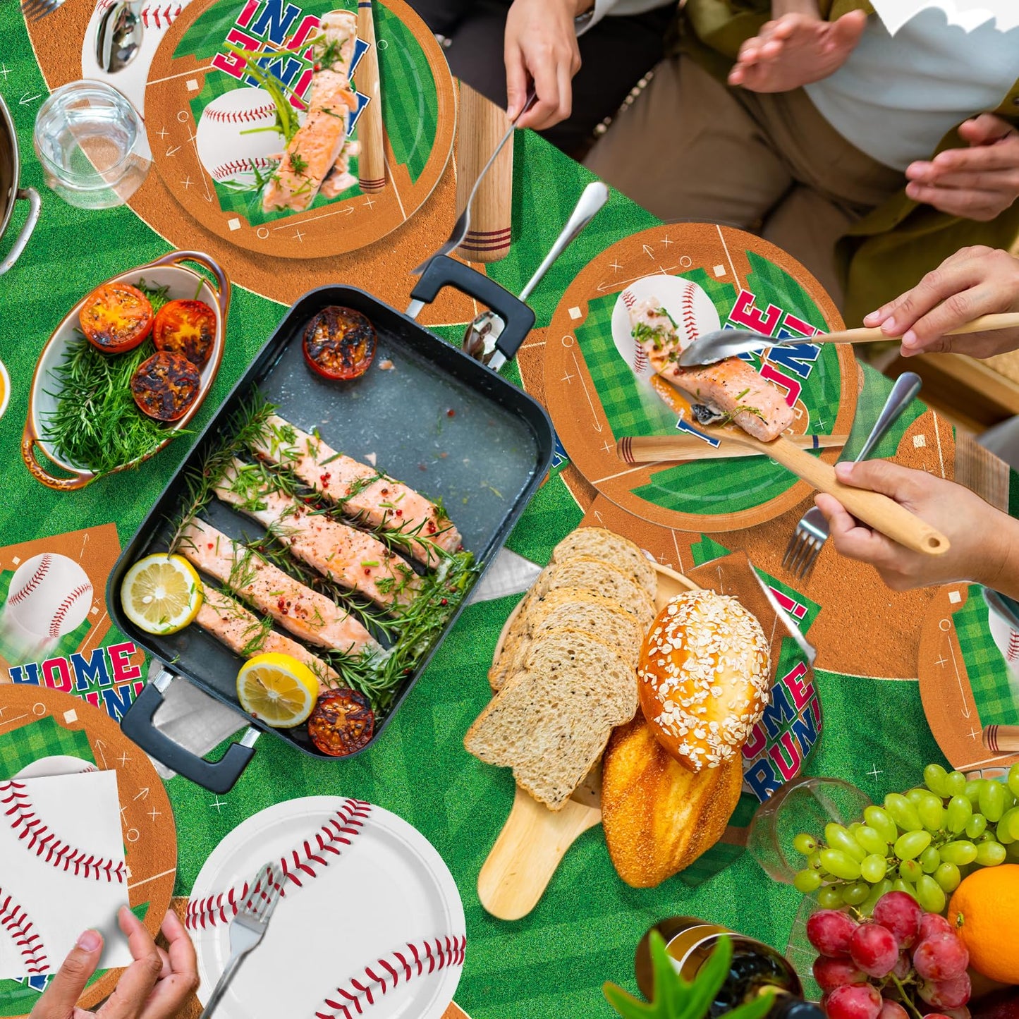 Baseball Party Supplies Kit for 24 - Complete with Dinner & Dessert Plates, Napkins, Cups, Banner & Tablecloth Baseball Birthday & Gameday Celebrations，Baseball Party Decorations & Favors