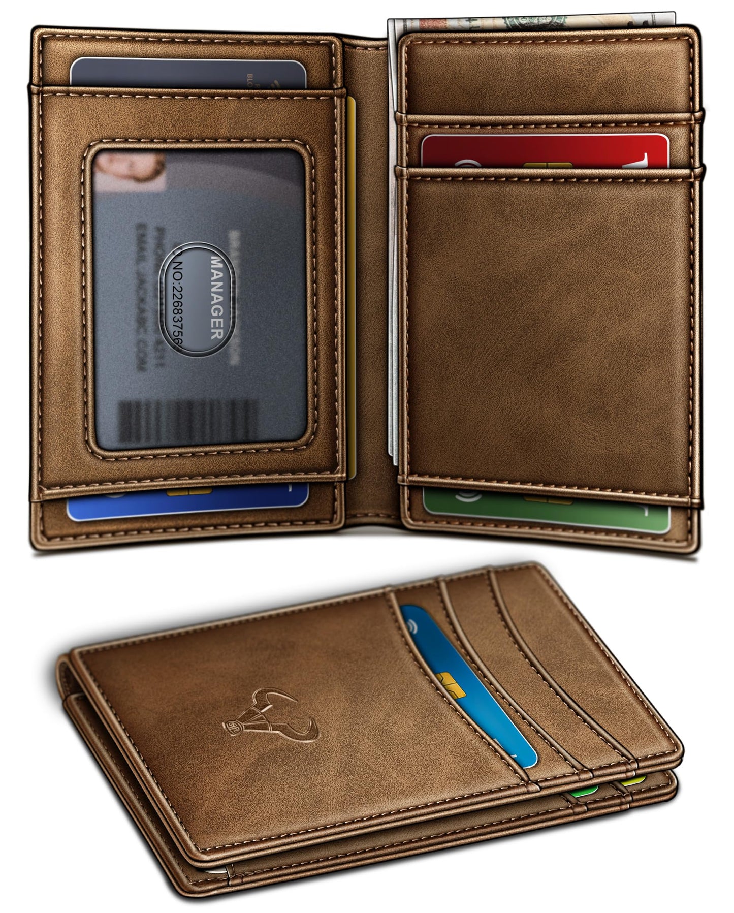 BULLIANT Slim Wallet For Men 12Cards,Magnetic Flip Build-in Money Clip Airtag Compatible-RFID Blocking