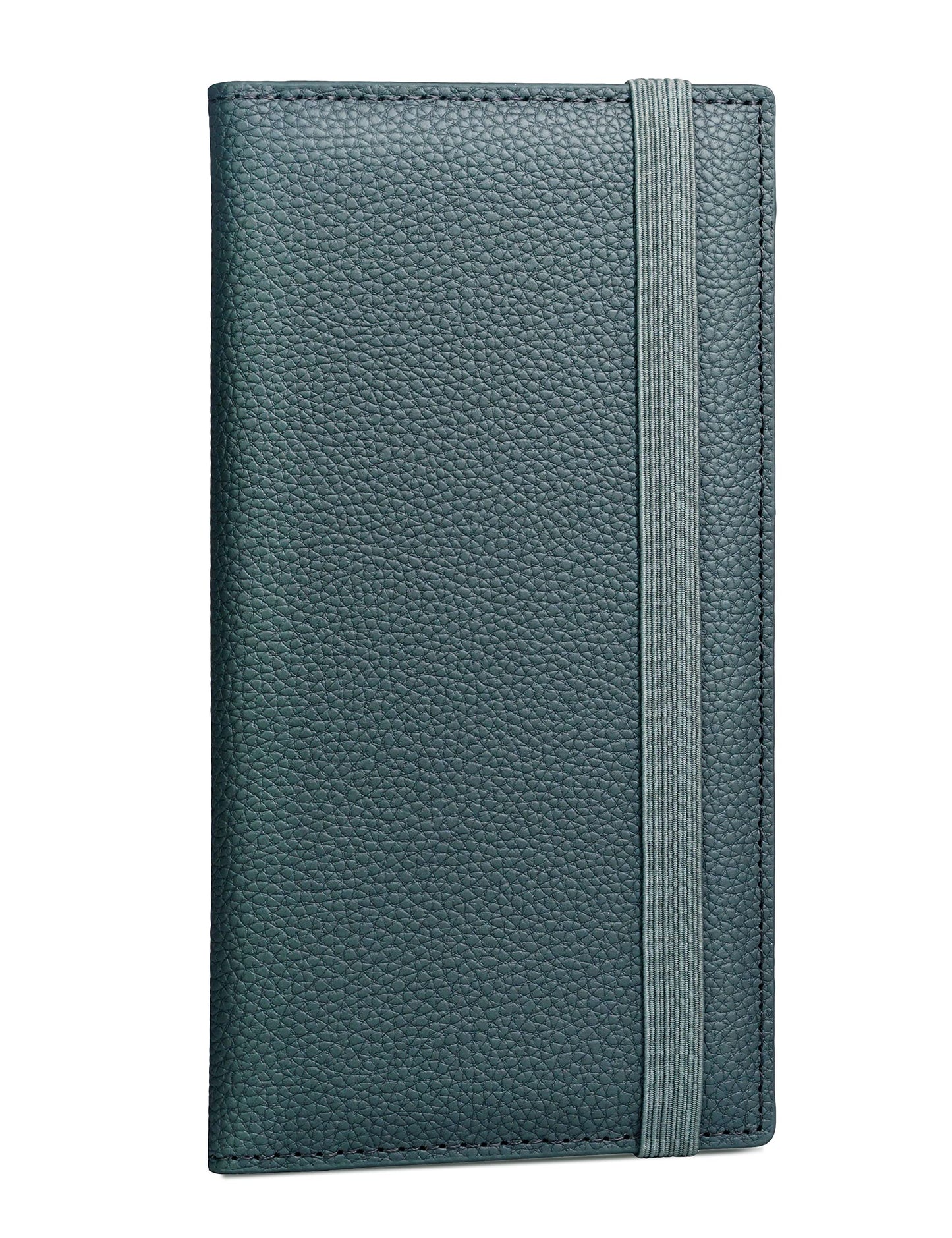 Yarnic Checkbook Cover for Personal Checkbook, Checkbook Holder with Pen Holder & Built-in Clear Plastic Divider for Duplicate Checks (Grey Green)