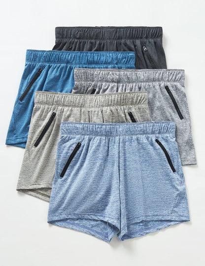 Liberty Imports 1 or 5 Pack Womens Lounge Workout Shorts with Zipper Pockets 5" Inseam Lightweight Athletic Casual Shorts