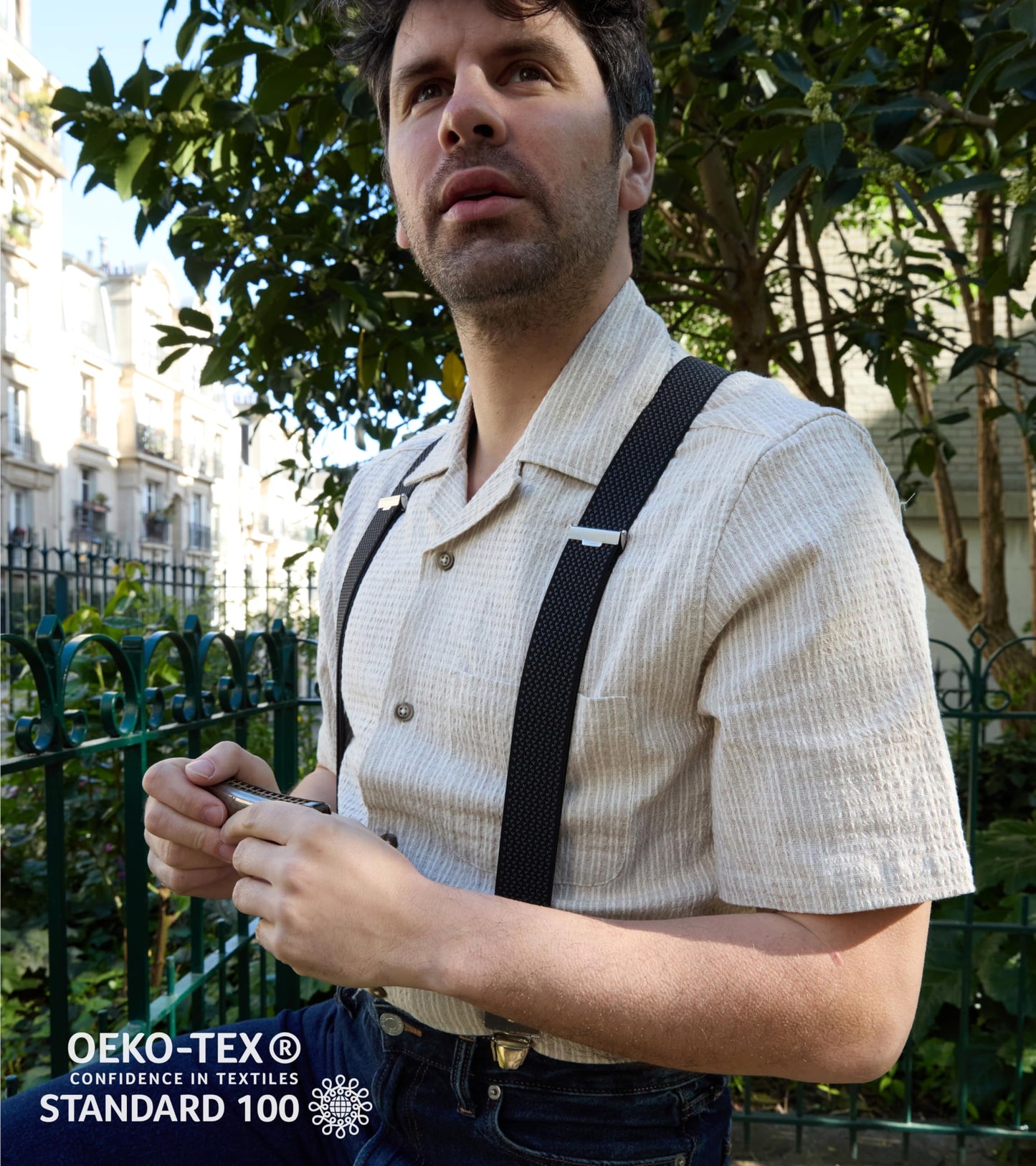 PIERROT Wide Premium Men's Suspenders - One Size Fits All, Adjustable - Reinforced Elastic and Leather Finishes