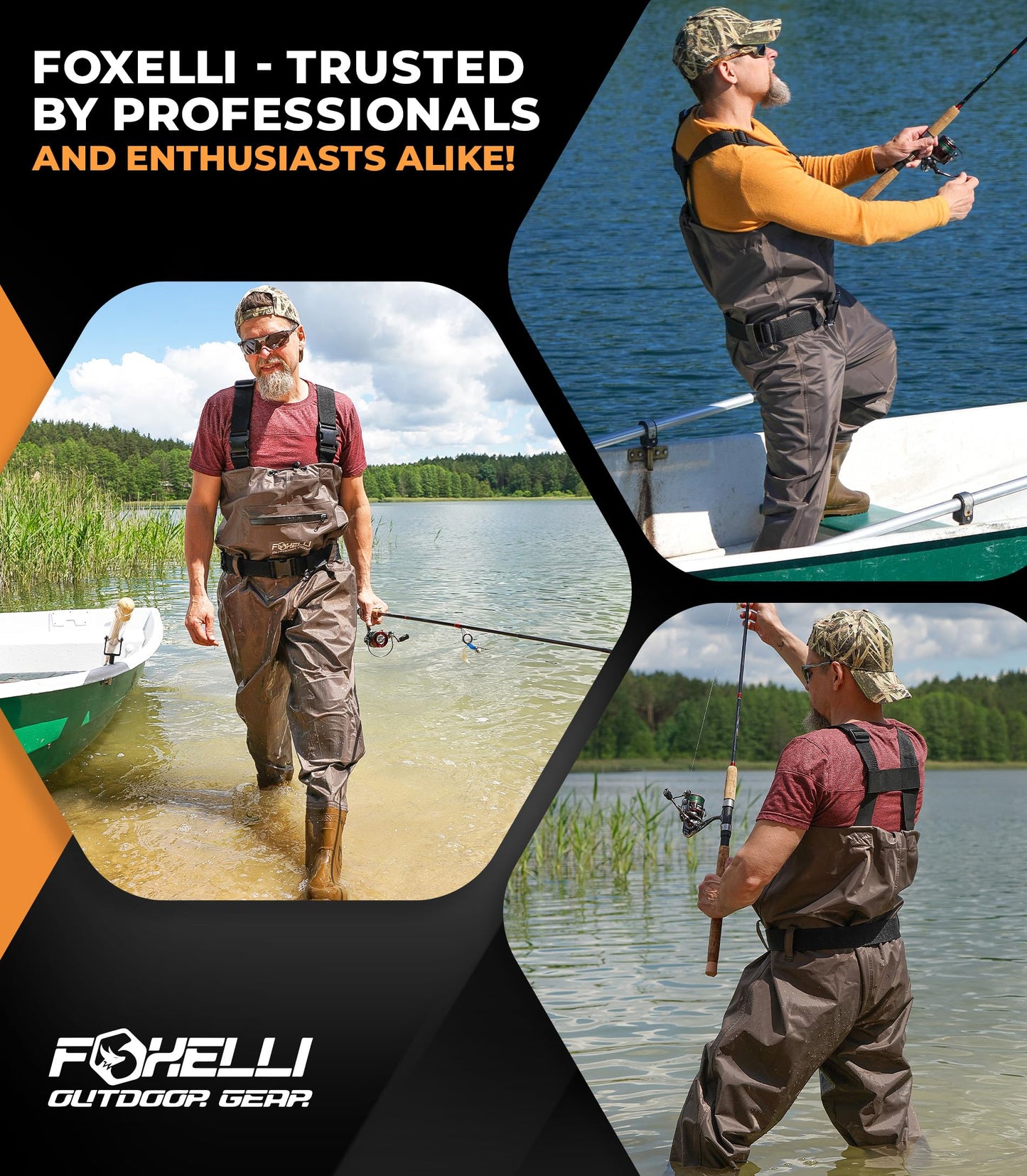 Foxelli Chest Waders – Waterproof 2-ply Nylon/PVC Camo Hunting Fishing Waders for Men and Women with Boots