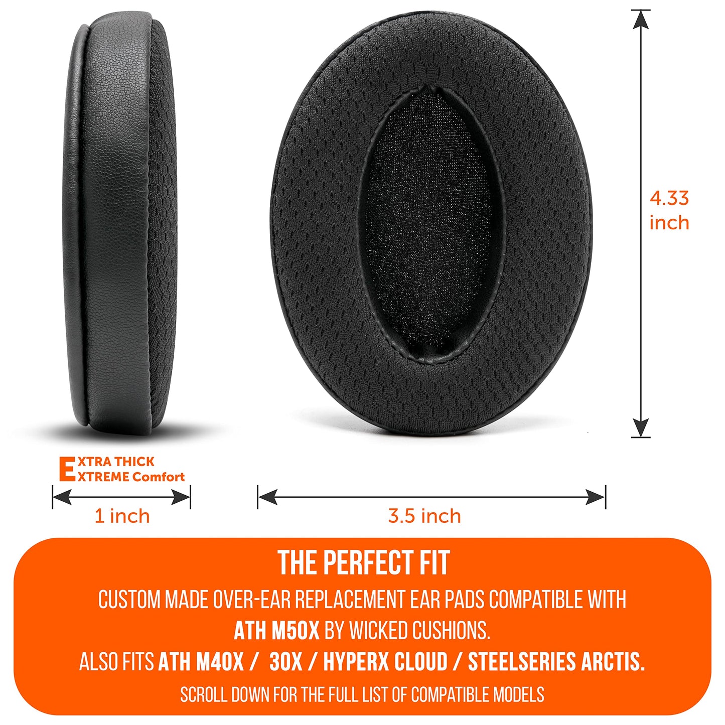 WC Freeze Cooling Gel Earpads - Compatible with HyperX Cloud, Steelseries Arctis, ATH M50X, G Pro X & More - Major Comfort Upgrade & Cooler for Longer | Black