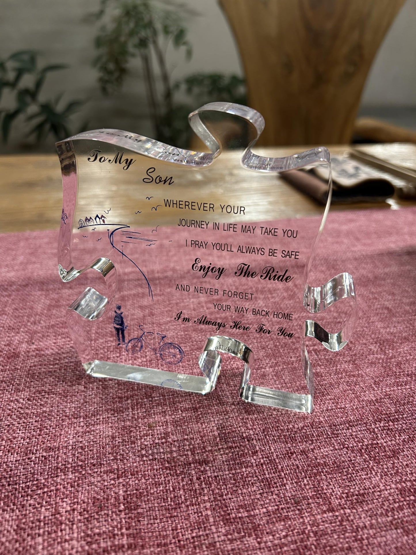 Acrylic Plaque Gift for Son Birthday Graduation Gifts from Mom Dad Inspirational Quotes Table Centerpiece Decorations Personalized Ornament Paper weight (To son)