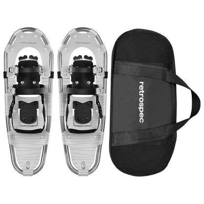 Retrospec Drifter Snowshoes for Women & Men - Lightweight Aluminum Frame Snow Shoes with Double Ratchet Binding System, Heel Lifts & Carry Bag for All Terrain Hiking & Winter Sports