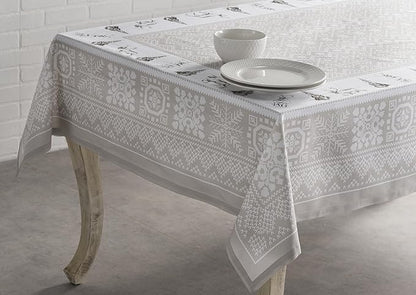 Maison d' Hermine Table Cloth Rectangle Table 100% Cotton 60 x 90 Inches Fall Tablecloth Reusable Everyday Use for Thanksgiving Christmas Decorations Dining Farmhouse Party (Cozy Christmas)