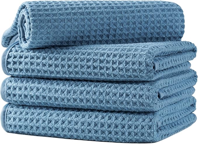 Microfiber Waffle Hand Towels, 4 Pieces, Fast Drying, Lint Free 430 GSM
