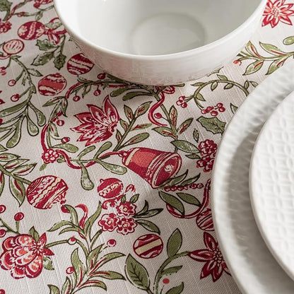 Maison d' Hermine Table Cloth Rectangle Table 100% Cotton 60 x 120 Inches Fall Tablecloth Reusable Everyday Use for Thanksgiving Christmas Decorations Dining Farmhouse Party (Reveillon Au Jardin)