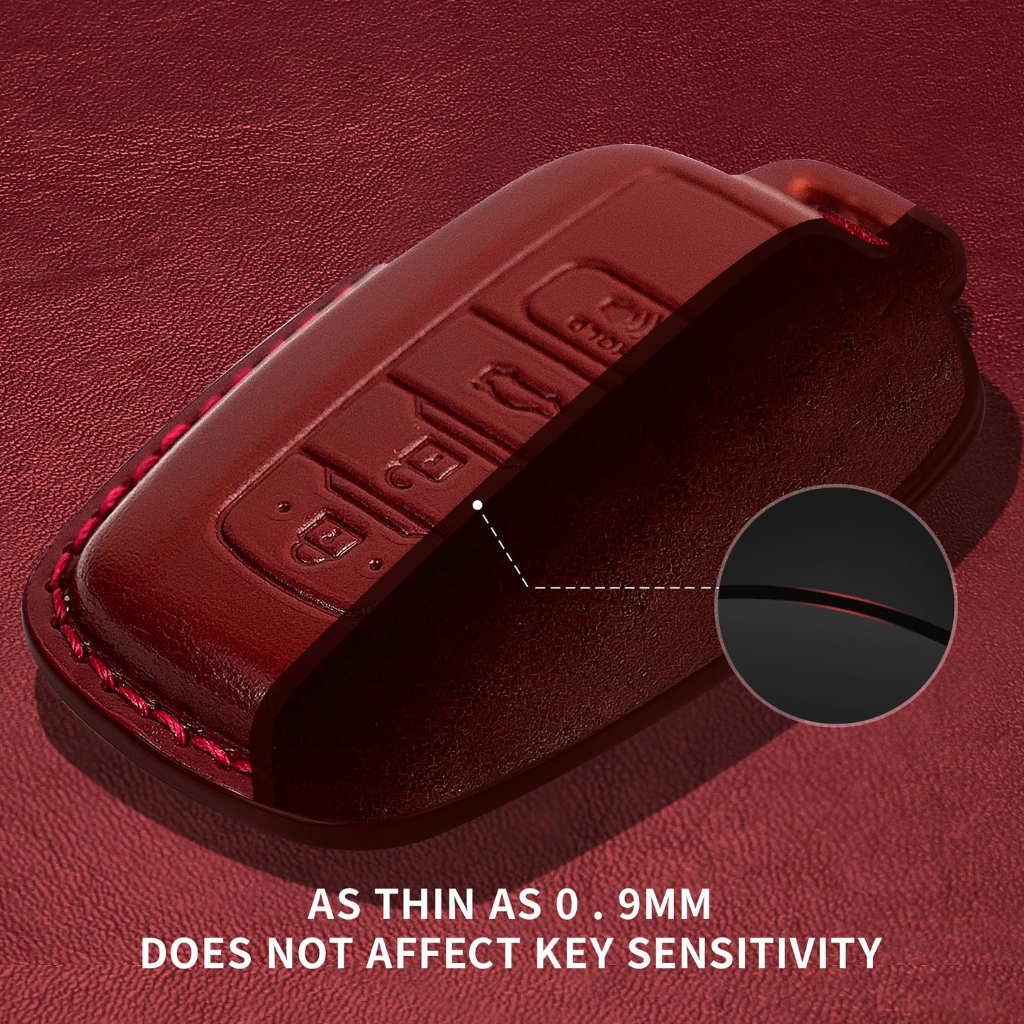 Tukellen for Toyota Key Fob Cover Genuine Leather With Keychain,Leather Key Case Protector Compatible with 2019-2025 Rav4 2020-2022 Highlander Corolla Prius 2018-2024 Camry Avalon C-HR GT86-Red