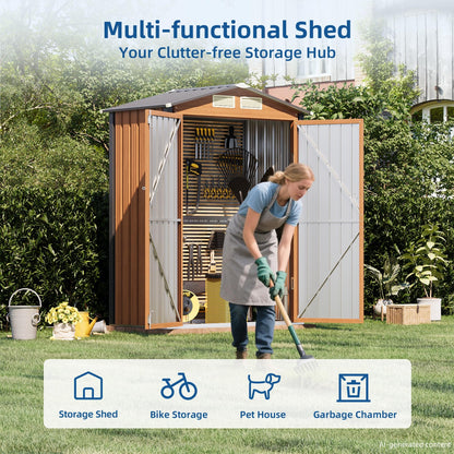 Canovire 5x3FT Outdoor Storage Shed, Metal Garden Shed with Updated Frame Structure & Double Lockable Doors, Large Tool Shed for Backyard, Patio,Lawn,Utility & Bike Storage