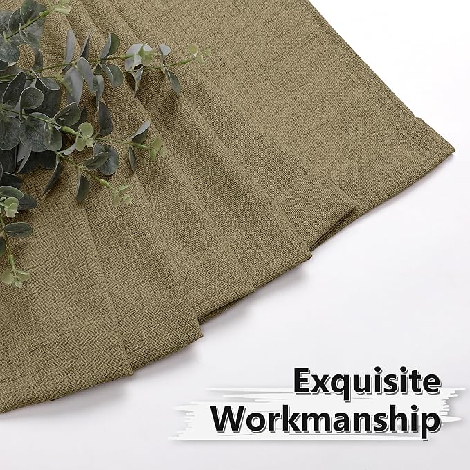 Tollpiz Linen Curtains Living Room Rod Pocket Semi Sheer Curtain Burlap Light Filtering Thick Linen Drapes for Bedroom, 38 x 63 inches Long, Taupe, Set of 2 Panels