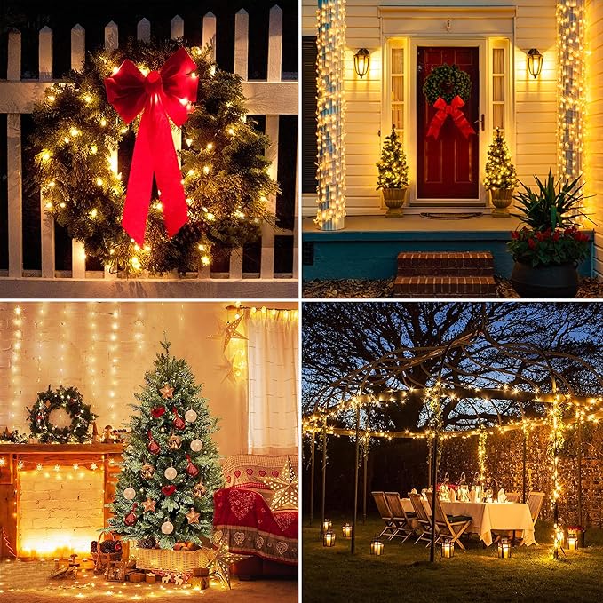 Battery Operated Christmas Lights, 28Ft 80 LED String Lights 8 Modes with Timer Mini Lights for Indoor Outdoor Wreath Wedding Party Garden Home Decor, Waterproof, Warm White