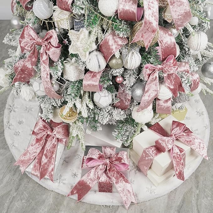 MEEDEE Dusty Rose Velvet Ribbon - 2.5 Inch Crushed Velvet Christmas Ribbon, 10 Yards for Tree Decoration, Wreaths, Crafts