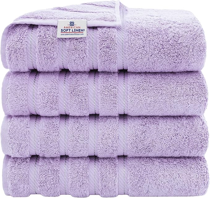 American Soft Linen Luxury 4 Piece Bath Towel Set, 600 GSM 100% Cotton Turkish