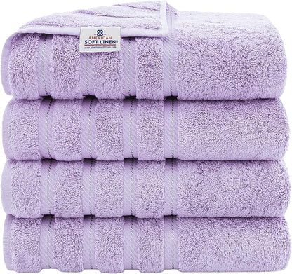American Soft Linen Luxury 4 Piece Bath Towel Set, 600 GSM 100% Cotton Turkish