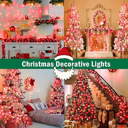 SAUIRS 403FT 1000 LED Christmas Lights Outdoor String Lights with 8 Modes Timer Waterproof Fairy Light Plug in for Outside Indoor Party Xmas Palm Tree Yard Wedding Decorations(Red)