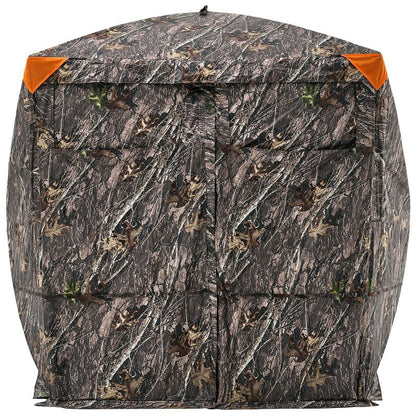 VEVOR Hunting Blind, 4-5 Person See Through Ground Blinds with Carrying Bag, 270 Degree Portable Camouflage Tent, Durable Concealed Shelter with Silent Magnetic Door and Window, for Turkey and Deer