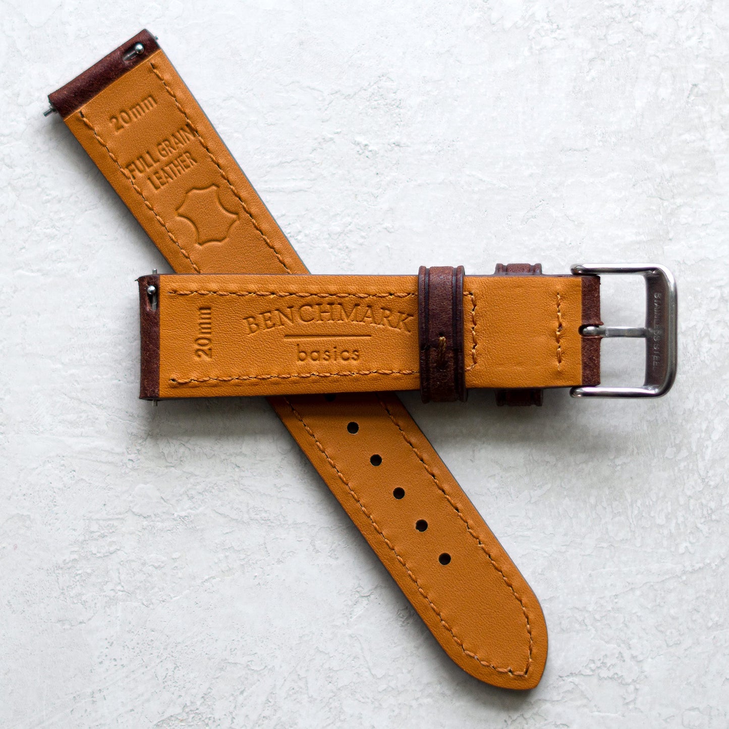 Benchmark Quick Release Leather Watch Band - Premium Italian Full Grain Leather Watch Straps for Men & Women (18mm, Black)