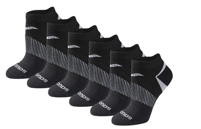 Saucony Women's RunDry Performance Selective Cushion Socks, Available in S-L (6, 12 Pairs), Black Basic (6 Pairs), Medium