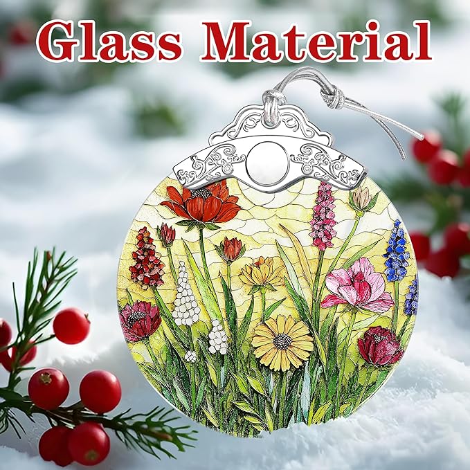Wildflower Ornament – Christmas Decoration & Christmas Ornament; Stained Glass Holiday Decoration (Holiday Present, Bauble Present, Gift Idea, Gift Exchange) | Heirloom Keepsakes