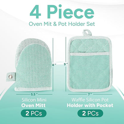 Casa Platino Heat Resistant Oven Mitts & Pot Holders, 4-Piece – Oven Mitt