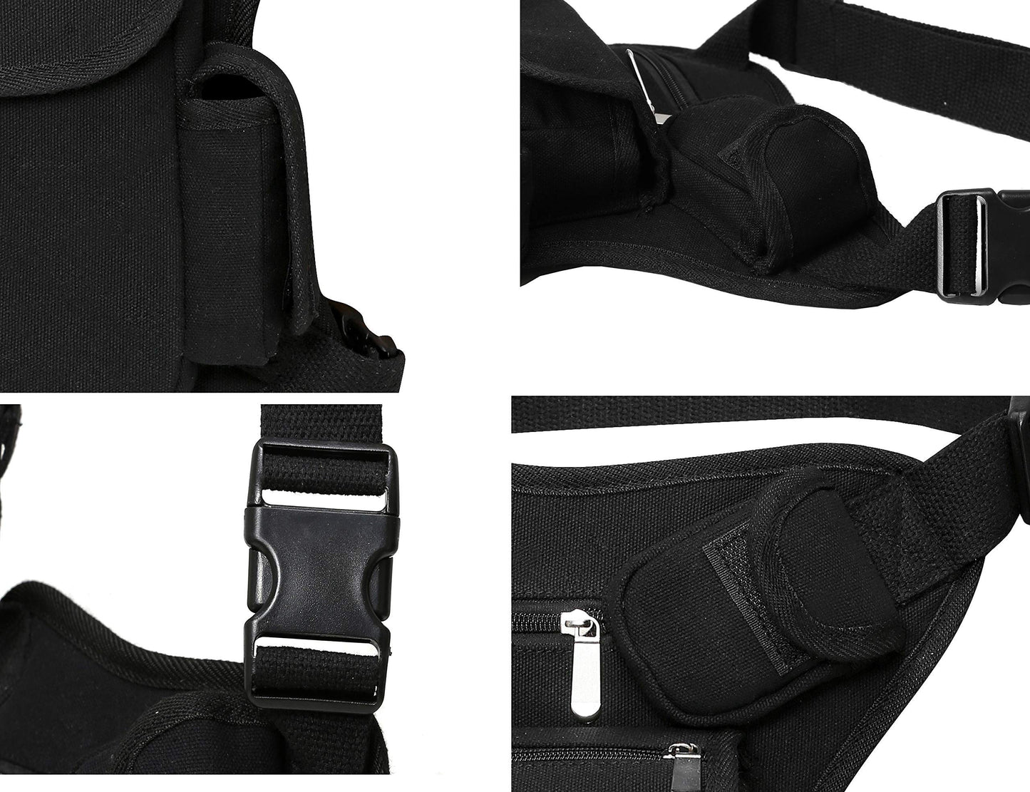 SEALINF Canvas Waist Bag Fanny Pack Racing Drop Leg Outdoor Bag (Black)