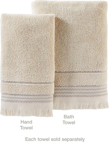 SKL Home Jude Fringe 100% Turkish Cotton Towel, Hand Towe Set, Taupe 2 Count