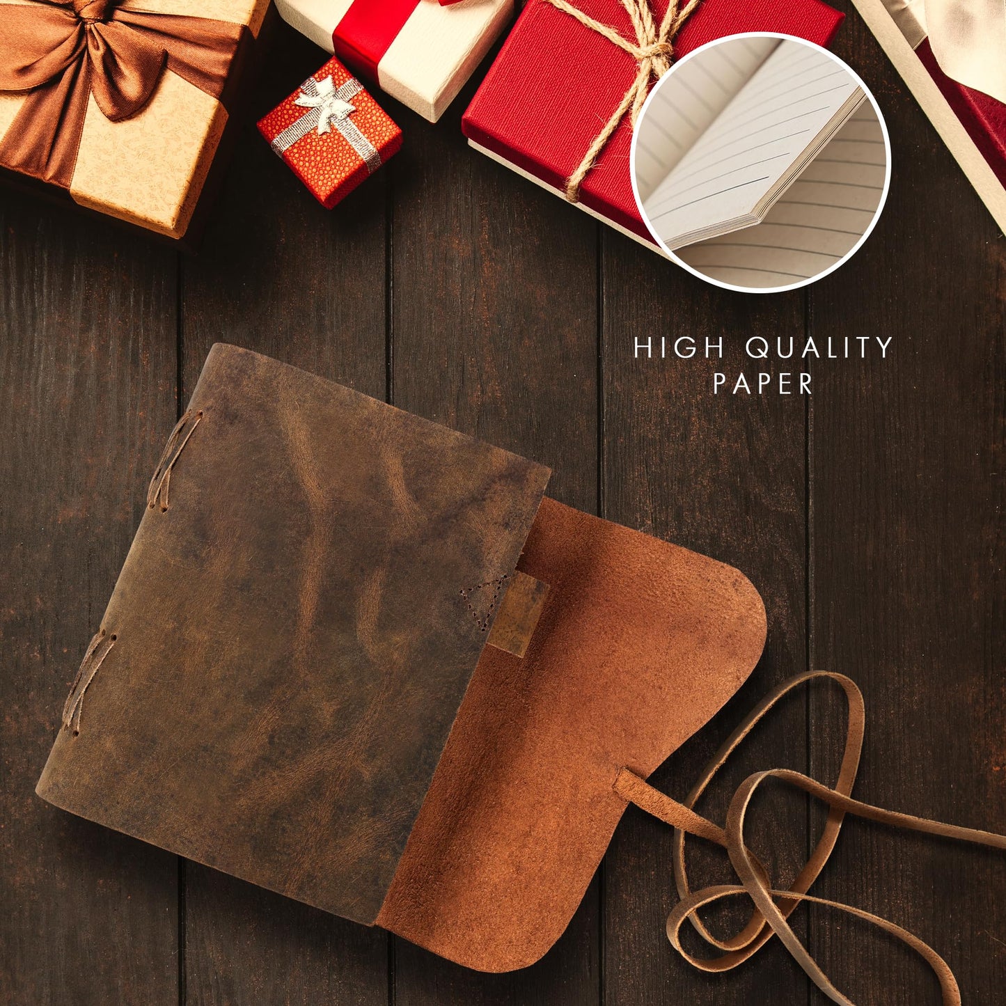 ELIZO Leather Journal Notebook Leather Bound Journal for Men Lined Writing Journals for Women, Small Travel Journal Diary (5x7)