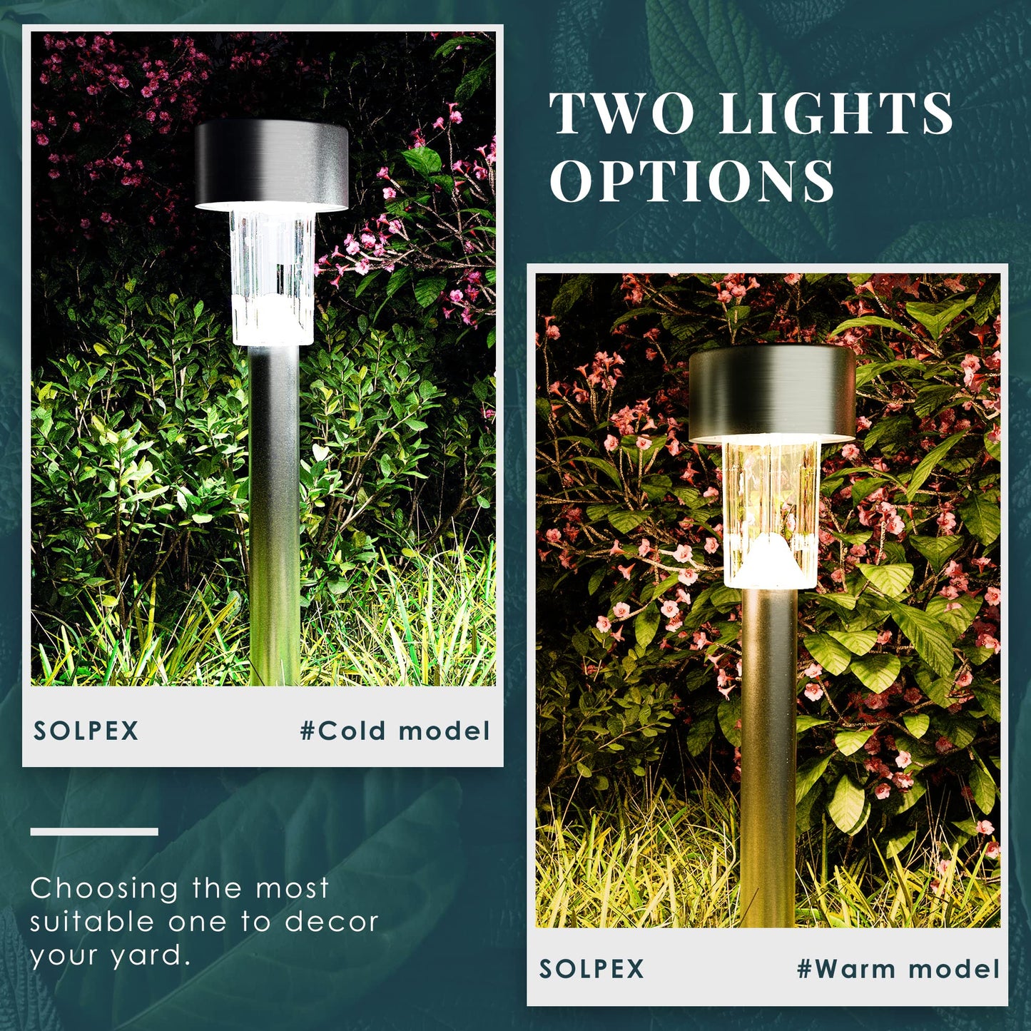 SOLPEX 16 Pack Solar Outdoor Lights Pathway, Stainless Steel Solar Lights Outdoor Waterproof,LED Landscape Lighting Solar Walkway Lights for Landscape/Patio/Lawn/Yard/Driveway-Warm White