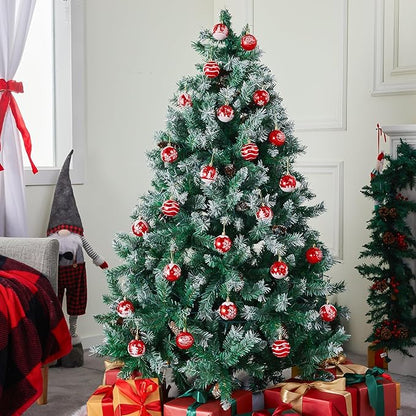 Joiedomi 24 Pcs 2.3” Red & White Christmas Ball Ornaments, Shatterproof Plastic Christmas Tree Ornaments, Hanging Decor for Wreath Garland Party Weddings Holidays