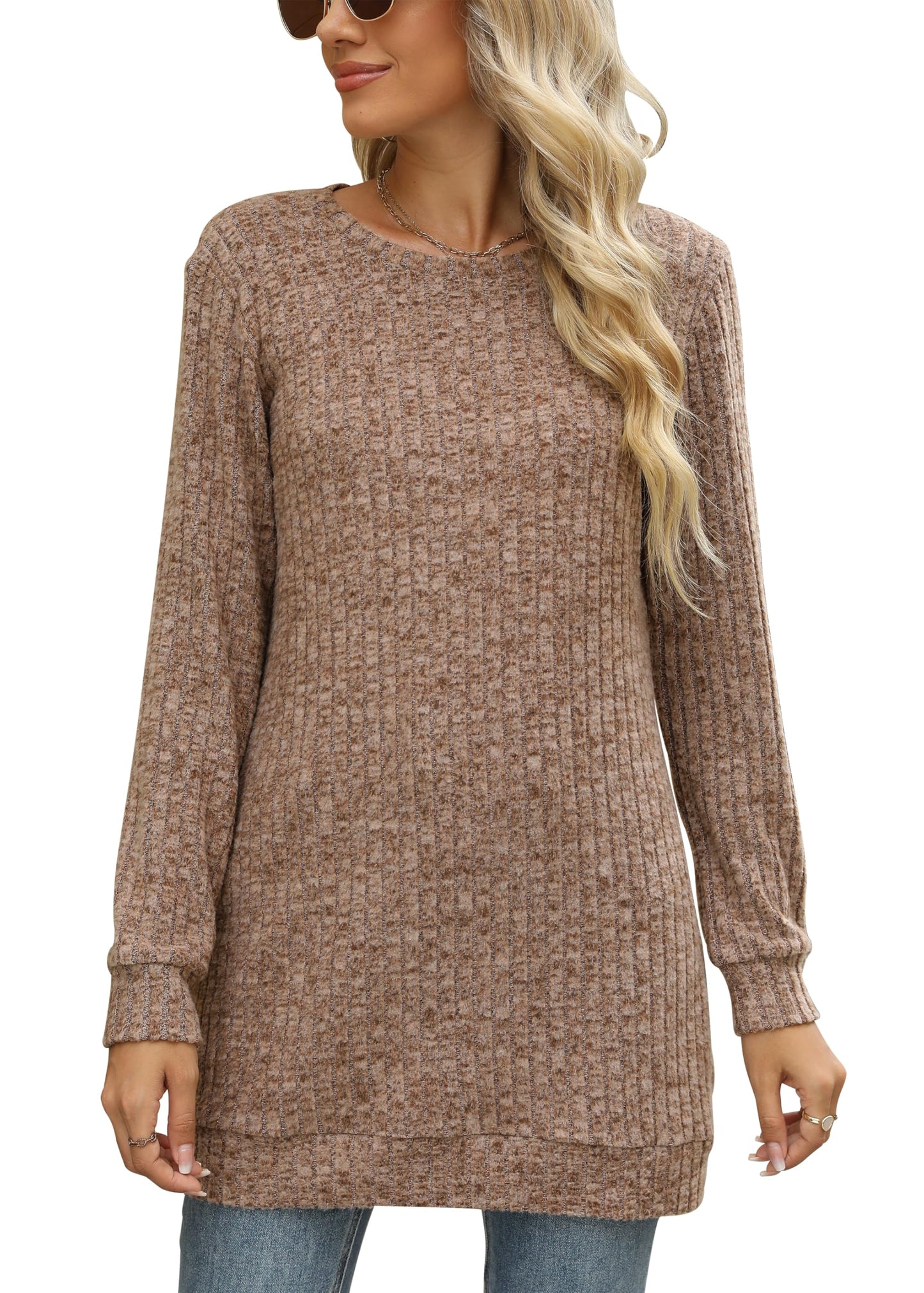 Sweaters for Women Long Sleeve Crewneck Sweatshirt Loose Casual Tunic Tops