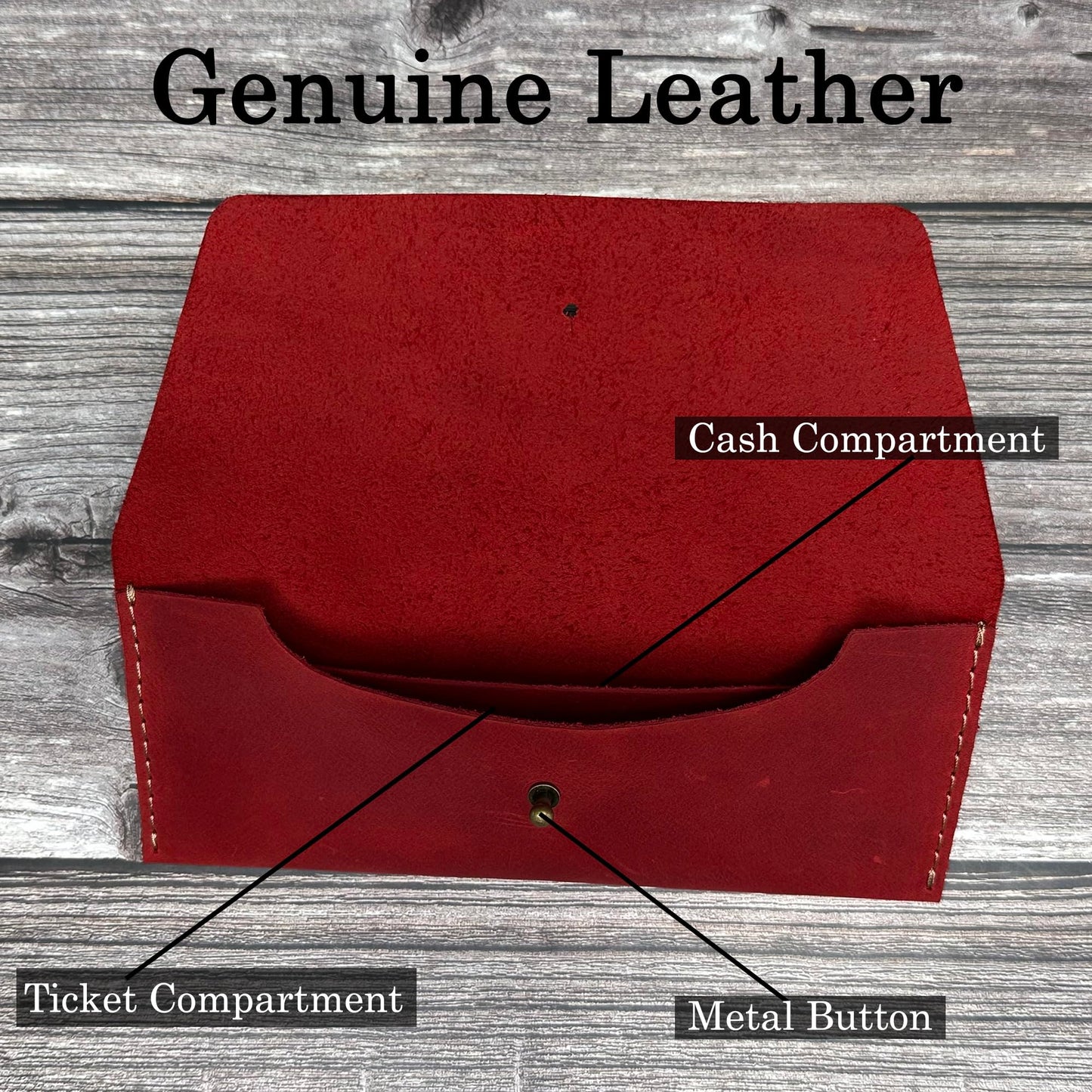 Thot Ra Leather Cash Envelope Wallet, Money Pouch Reusable Budget Envelope Wallet, Leather Cash Holder With One Slot Holder, Handmade, Full Grain Leather Vintage (Red)