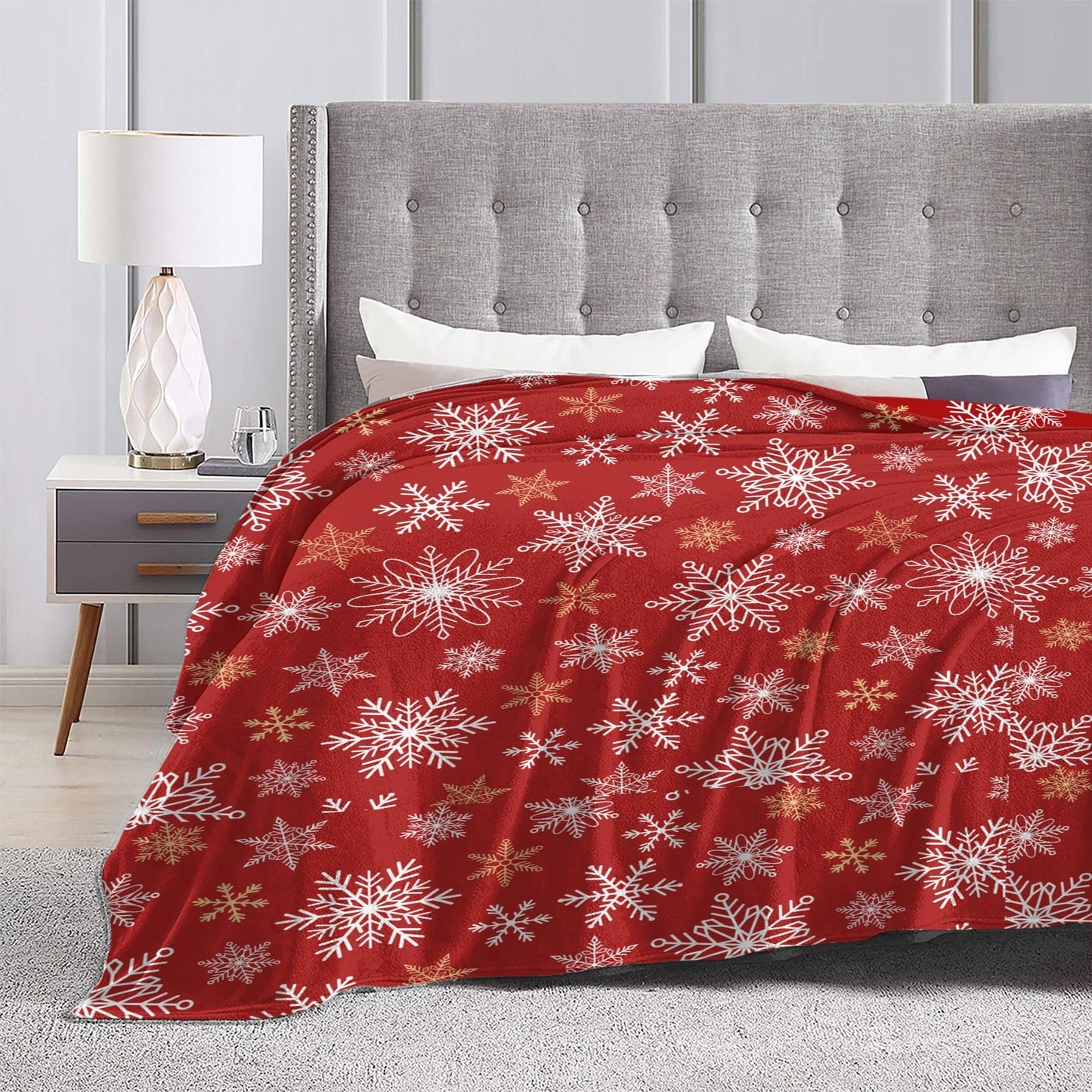 50x60 Soft Plush Warm Fleece Winter Christmas Snowflakes Throw Blanket