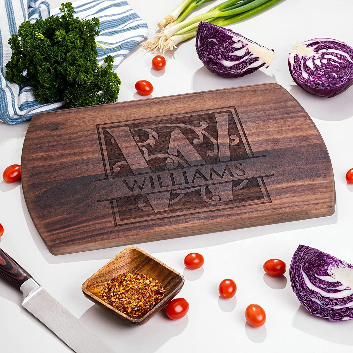 Blue Ridge Mountain Gifts Personalized Cutting Board for Wedding or Anniversary - Laser Engraved Wood Board - Custom Charcuterie Food Tray, Christmas Gift for Kitchen- Gift for Mom, Gift for Dad