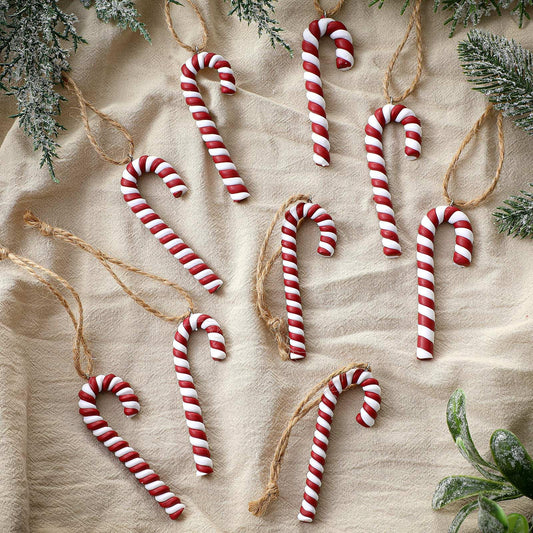 Leinuosen 24 Pcs Red White Christmas Candy Cane Ornament Burgundy Red Hanging Candy Cane Christmas Tree Decor Twisted Crutch Xmas Hanging Decor for Xmas Thanksgiving Gift Indoor Outdoor Home Favor