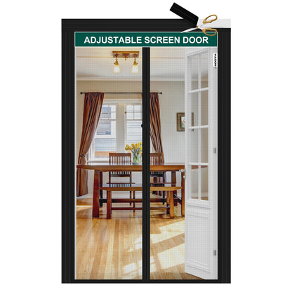 HADOR Adjustable Magnetic Screen Door Fit Door Size Width 29" - 33" Height 79" - 81", DIY Widen Heavy Duty Door Net Screen Mesh with Strong Magnet for Front Back, Black